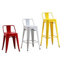 Tabouret de bar en métal noir sans dossier de haute qualité, moderne, robuste, empilable, pour intérieur et extérieur, cuisine, salle à manger, maison, salon