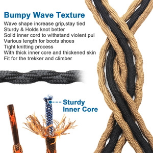 Lacets de sport d'escalade tressés à double boule durables en gros, antidérapants, en polyester plat, métalliques, pour l'extérieur, très résistants, 5 mm, paire - Product Image 2