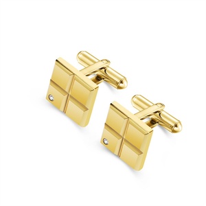 Boutons de manchette élégants en acier inoxydable avec zircon noir, bijoux raffinés pour hommes - Product Image 3