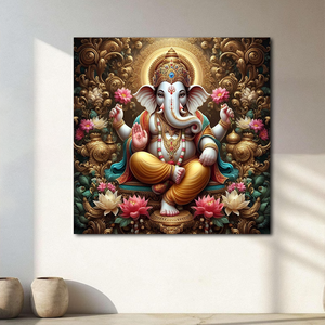 لوحات قماشية بالجملة لتماثيل غانيش وبوذا، طباعة فنية للجدران، تصميم فني قماشي لديكور المنزل - Product Image 4