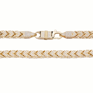 Cadena <span class=keywords><strong>Franco</strong></span> de 6mm con Zirconias Engastadas, Chapada en Rodio y Oro de 18K, Estilo Hiphop, para Hombre - Product Image 3