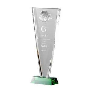 Piala manufaktur kosong kristal kaca piala golf bola Penghargaan