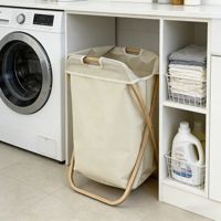 Panier à linge pliable en bambou avec couvercle, doublure imperméable, sac en tissu amovible, écologique, rangement pour vêtements
