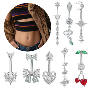 Anelli per ventre in acciaio chirurgico Design <span class=keywords><strong>serpente</strong></span> ciliegia CZ gioielli per <span class=keywords><strong>Piercing</strong></span> all'<span class=keywords><strong>ombelico</strong></span> in acciaio inossidabile per la vendita di gioielli per il <span class=keywords><strong>Piercing</strong></span> del corpo - Product Image 2