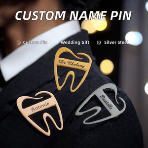 Personalisierte DIY Vergoldete Edelstahl Benutzerdefinierte Namens-Buchstaben Broschen Schmuck für Damen Verlobung Hochzeit Party Geschenk - Product Image 2