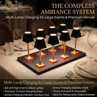 Ensemble de 8 lampes de table sans fil à LED rechargeables de qualité commerciale pour restaurants et hôtels avec station de charge multiple