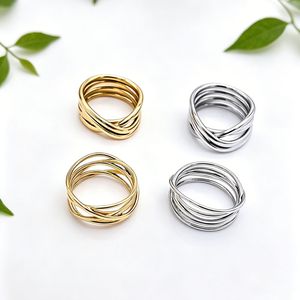 yunnique Geometric Line <b>Ring</b> <b>Titanium</b> Steel Gold Plated Unisex Fashion Jewelry Gift Ready To Ship - Product Image 4