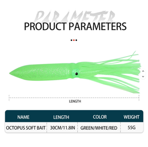 Señuelos de Pesca de 30 cm/11.81 Pulgadas, 55 g, Faldas de Calamar Suaves, Señuelo de Pesca de Arrastre de Pulpo, Señuelo Artificial de Silicona para Jigs - Product Image 6