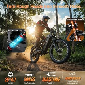 Sporty Dynamic Fat Tire Electric Bike Dual Disc Brakes <b>Moped</b> Style Ebike For Adults Men Commuting Reliable Performance Bike - Product Image 3