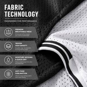 Maillot de basketball personnalisé réversible noir et blanc, ensemble uniforme sublimé double face, séchage rapide pour les sports universitaires, les ligues de loisirs et les clubs - Product Image 2
