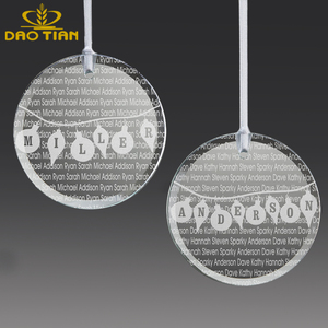 Pendentifs en <span class=keywords><strong>verre</strong></span> transparent ronds 2026 en gros - Décorations de Noël personnalisables gravées au laser pour cadeaux de fêtes - Product Image 3