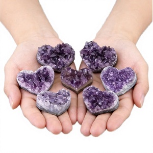 Cristal Hola Améthyste Cœur Druzy Cluster Géode de Cristal Violet Poli Tendance Mode pour Décoration Intérieure Méditation Guérison Reiki - Product Image 2