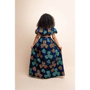 Ensemble de tenues d'affaires personnalisées en deux pièces Hauts imprimés traditionnels africains respirants <span class=keywords><strong>Jupe</strong></span> de sol Style décontracté brodé naturel - Product Image 3