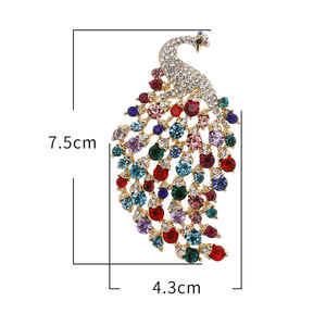 Abartılı büyük kristal kuş yaka iğneler kadınlar için renk Rhinestones tavuskuşu broş <span class=keywords><strong>Pin</strong></span> düğün - Product Image 6