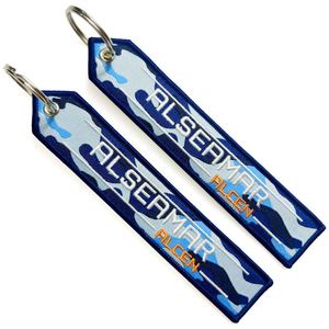 Promotional Wholesale <b>Custom</b> Brand Name Travel Souvenir Woven Embroidery Logo Fabric Keychains Keychain <b>Key</b> Tag - Product Image 3