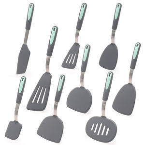 हल्के ग्रे सिलिकॉन स्पूटुला सेट गैर-स्टिक फ्लिप टर्नर गर्मी प्रतिरोधी डिशवॉशर सुरक्षित घर रसोई के बर्तन बेकिंग पेस्ट्री उपकरण - Product Image 1