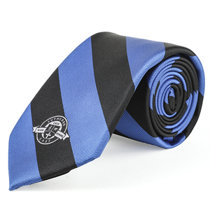 Corbata de Poliéster Personalizada, Tejida en Jacquard, con Rayas <span class=keywords><strong>Azules</strong></span>, para Hombre, para Escuela Secundaria, con Logotipo Personalizado, Hecha a Mano - Product Image 1