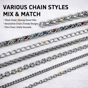 カスタムステンレススチール製ヒップホップチェーンネックレス、チャームペンダント付きパンクストリートウェアジュエリー、財布やパンツ用チェーン、OEM対応 - Product Image 2