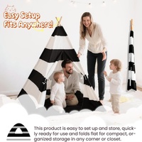 Tente Tipi Indienne en Toile Naturelle Imperméable pour Enfants, Idéale pour le Jeu en Plein Air et le Camping