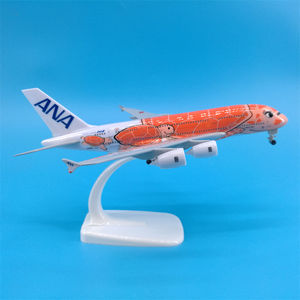 Avión Airbus A380 a Escala 1/400 de 18 cm, Aerolínea Japonesa ANA, Diseño de Tortuga Naranja, con Tren de Aterrizaje para Exhibición - Product Image 5