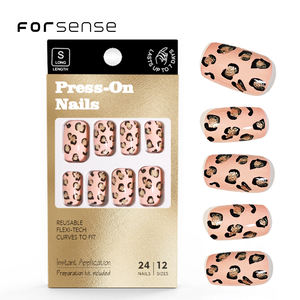 Design personnalisé unique léopard presse sur <span class=keywords><strong>ongle</strong></span> pour femmes longueur moyenne carré <span class=keywords><strong>anime</strong></span> <span class=keywords><strong>faux</strong></span> <span class=keywords><strong>ongle</strong></span> or paillettes noir nude colle ongles conseils - Product Image 3