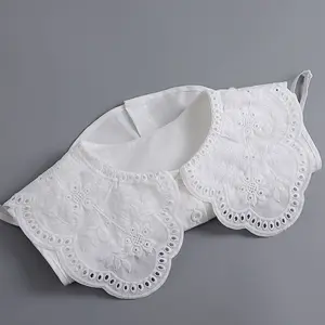 Fashion Decorative White Big Shirt Collar Lace Embroidery Collar Detachable For Sale