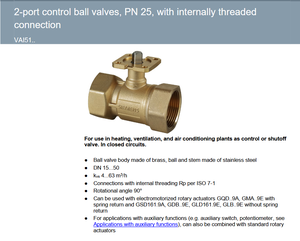 Válvula de Bola Industrial VAI51.32 con Control de Temperatura, Latón, Flujo Proporcional, Lista para Automatización en HVAC - Product Image 4