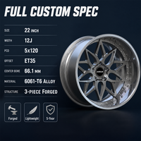 Jantes forgées ANRUN Machined 5-Y 3 pièces 22x12 5x120 ET35 6061 T6 personnalisées à profil profond et multi-rayons pour Audi
