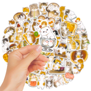 Arte <span class=keywords><strong>de</strong></span> acuarela para gatos y bebés, arte <span class=keywords><strong>de</strong></span> dibujos animados para gatitos, amantes <span class=keywords><strong>de</strong></span> los niños, regalo kaiwaii, adhesivo divertido para gatos persas, 50 Uds. - Product Image 3