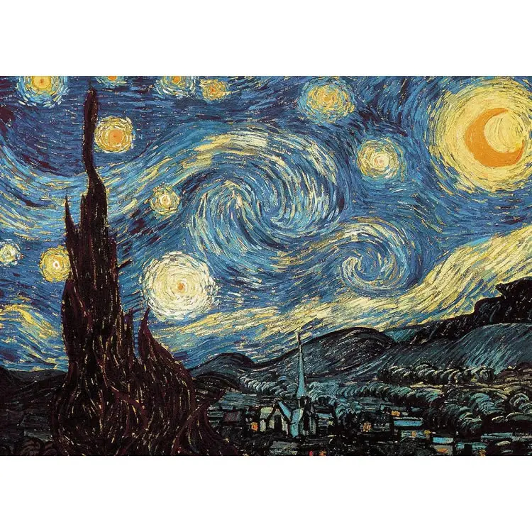 Hot-vente personnalisé Peintures À L'huile Classiques 1000 Pièces Puzzle La Nuit Étoilée D'art oeuvre Grande Taille Jouet Puzzle