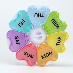 High Quality Petal Shape 7-Slot <b>Plastic</b> Pill Case for Capsules <b>Pocket</b> Size Medicine Holder Green - Product Image 2