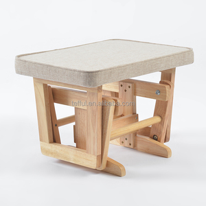 Fauteuil à bascule moderne en tissu avec base en bois pour allaitement et bébé nouveau-né - Product Image 6
