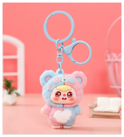 Cadeaux mignons tendance : figurines et ornements 3D Kawaii, mini porte-clés en métal floqué pour sac d'école, breloque de voiture