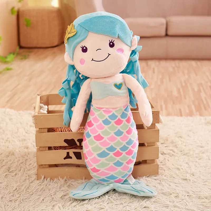 CE/ASTM 2024 Novidades em brinquedos de pelúcia para crianças, travesseiro de pequena sereia personalizado, brinquedo de pelúcia para abraçar, presente de aniversário