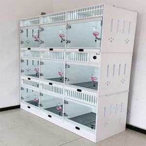 3-Level istiflenebilir köpek yatılı kulübesi lüks kapalı ahşap kedi tatil cam kapi çoklu kutu kedi yatılı kafes - Product Image 5