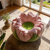 Fauteuil individuel de luxe en forme de fleur de lotus, en velours rose, fauteuil à pétales confortable, siège de salon paresseux, mobilier créatif pour le salon