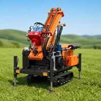 Machine de forage de puits d'eau portable sur chenilles, moteur diesel, hydraulique, pour usage agricole, profondeur 200m