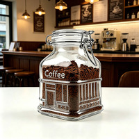 Pot en verre transparent en forme de maison 400 ml avec couvercle à clip hermétique pour le stockage du café, des grains de café lyophilisés et des bonbons - Vente en gros