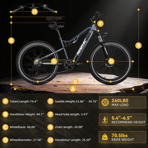 Bicicleta eléctrica de montaña con cuadro de 26 pulgadas y neumáticos gruesos de 4.0'' con freno de disco hidráulico, disponible en la UE. - Product Image 5