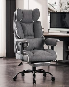 <span class=keywords><strong>Silla</strong></span> de oficina <span class=keywords><strong>ejecutiva</strong></span> reclinable de rotación ajustable grande y alta <span class=keywords><strong>gris</strong></span> con respaldo alto ergonómico con reposapiés - Product Image 1