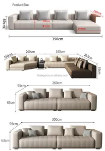 การออกแบบโซฟาใหม่โบราณอาหรับที่นั่งชั้นหนังสีน้ำตาลขนาดใหญ่ตัดสไตล์อิตาลีชุดโซฟาขนาดใหญ่ห้องนั่งเล่น