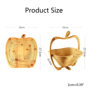 Panier <span class=keywords><strong>de</strong></span> <span class=keywords><strong>fruits</strong></span> en bambou pliable écologique Panier en bois <span class=keywords><strong>de</strong></span> <span class=keywords><strong>fruits</strong></span> secs Plateau <span class=keywords><strong>de</strong></span> nourriture en bambou Se transforme en panier à collation en bois - Product Image 5