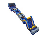 Parcours d'obstacles gonflable commercial sur le thème de la jungle, jeu de défi multicolore en PVC pour enfants, idéal pour la location d'événements en plein air et le divertissement par saut et rebond.