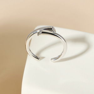 <span class=keywords><strong>LUMINA</strong></span> Jewelry's Lujoso anillo liso cruzado geométrico de plata 925 Anillo de racimo de estilo coreano con chapado en rodio - Product Image 3