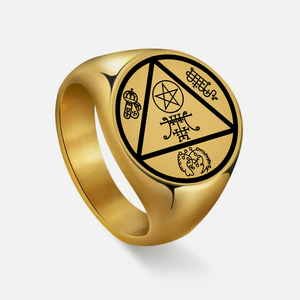 R063 Gioielli Spirituali, Miglior Talismano per Attirare Denaro con 4 Spiriti dell'Abbondanza, Amuleto Tagliato al <span class=keywords><strong>Laser</strong></span>, Anelli in Acciaio Inossidabile - Product Image 2