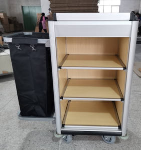 <span class=keywords><strong>Chariot</strong></span> <span class=keywords><strong>de</strong></span> ménage pour hôtel Sac noir simple <span class=keywords><strong>en</strong></span> bois clair moyen - Product Image 6