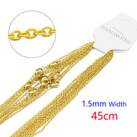 Vente en gros de collier en forme de O plaqué or, largeur de chaîne 1.2/1.5/2.0mm, collier en acier inoxydable argenté et doré pour la fabrication de bijoux