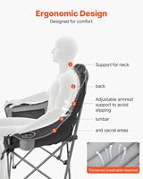 Fauteuil lune moderne surdimensionné à structure en acier, chaise de camping robuste, support 450 lb, pliable, rembourré, avec double porte-gobelets pour vin