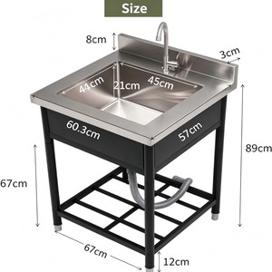 Évier de <span class=keywords><strong>cuisine</strong></span> autoportant en acier inoxydable 304, fait main, moderne, multifonctionnel, noir, à cuve unique, pour restaurant - Product Image 1