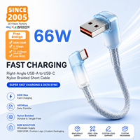 Cable de Carga Rápida USB-A a Tipo-C en Ángulo Recto, con Trenzado de Nailon, para Banco de Energía, Auto, Viajes, Laptop y Dispositivos Móviles (Venta al Por Mayor)